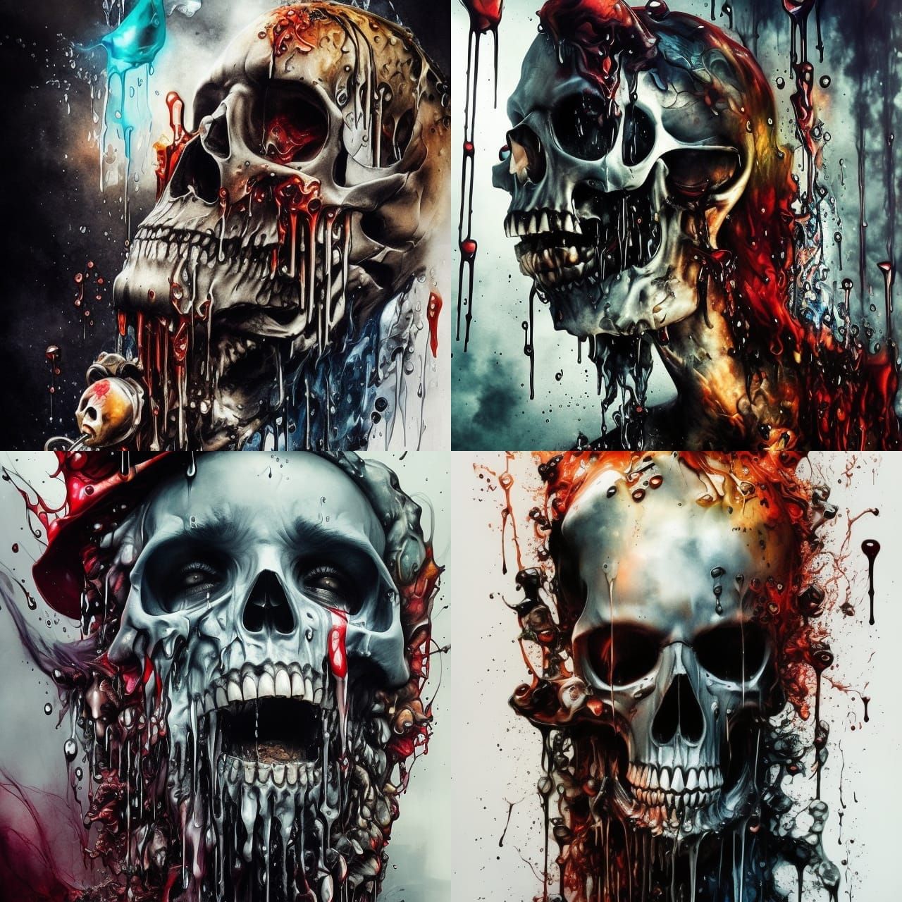 Giant Skull with Water, Macabre Art