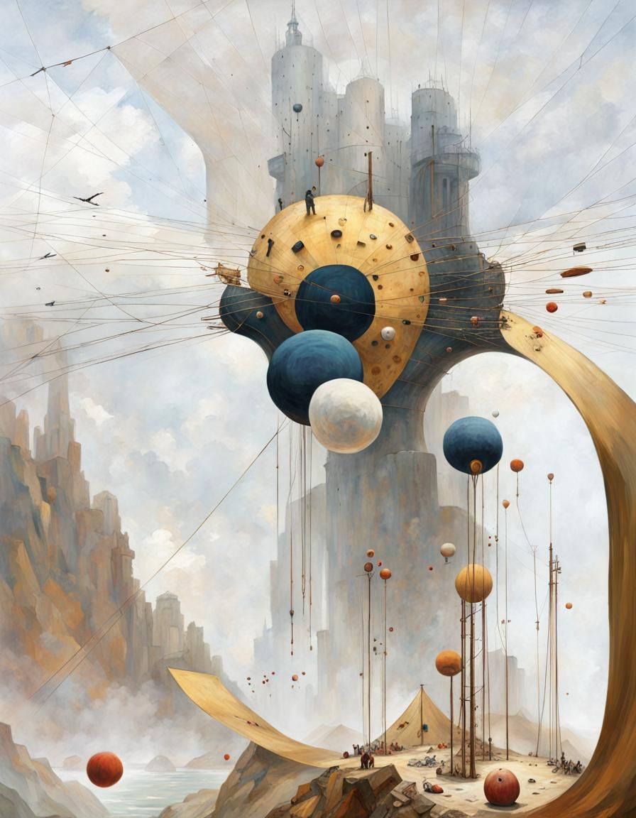 Zero Sum Game: Hyperreal Art Nouveau Painting