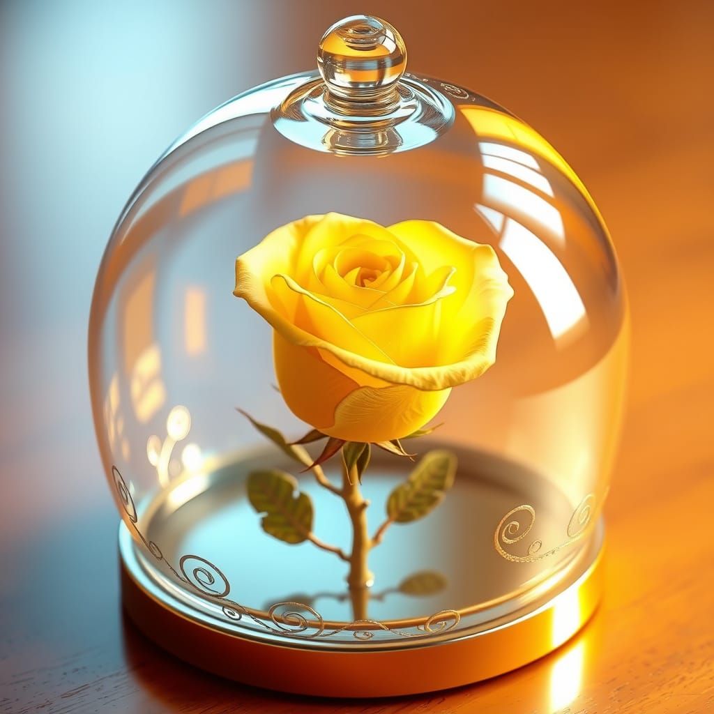 Ethereal Rose in Crystal Dome