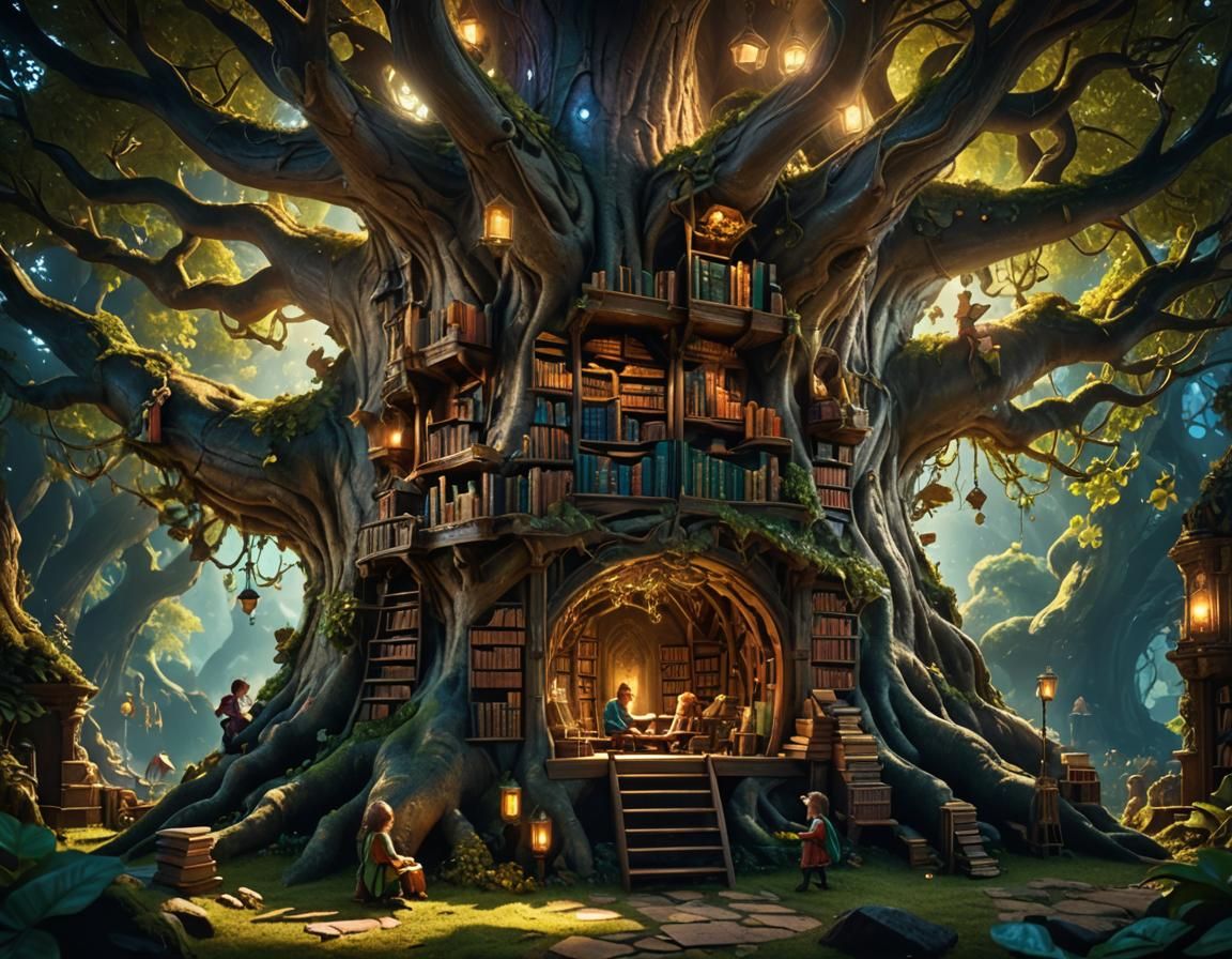 giant tree ancient magic library