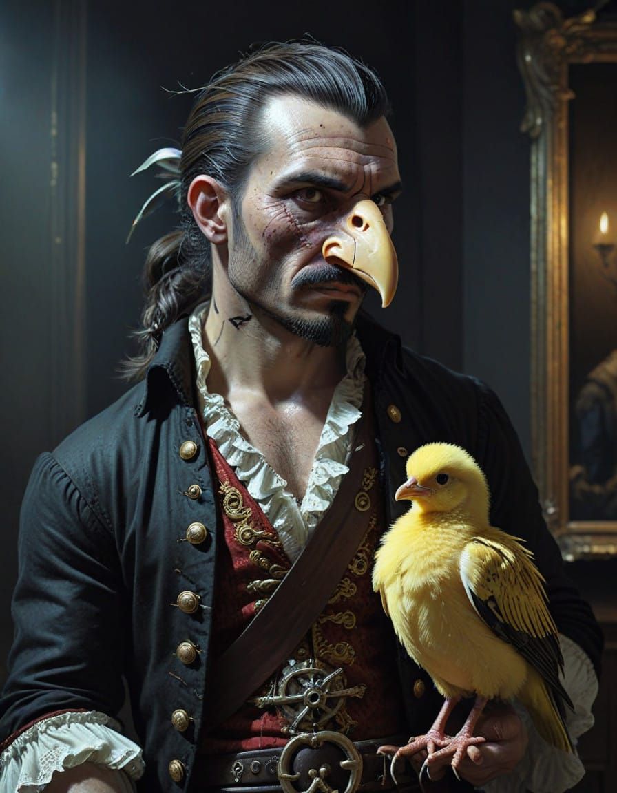 Dashing Pirate Adorns Himself with a Tiny Chick in Lavish 17...