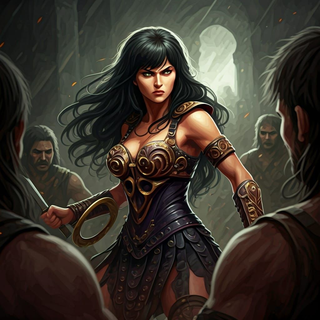 Xena Warrior Princess Battles Bandits in Manga Style