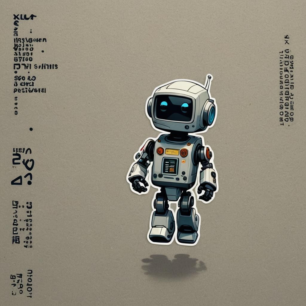 Cute Robot Sticker in Pixar Style