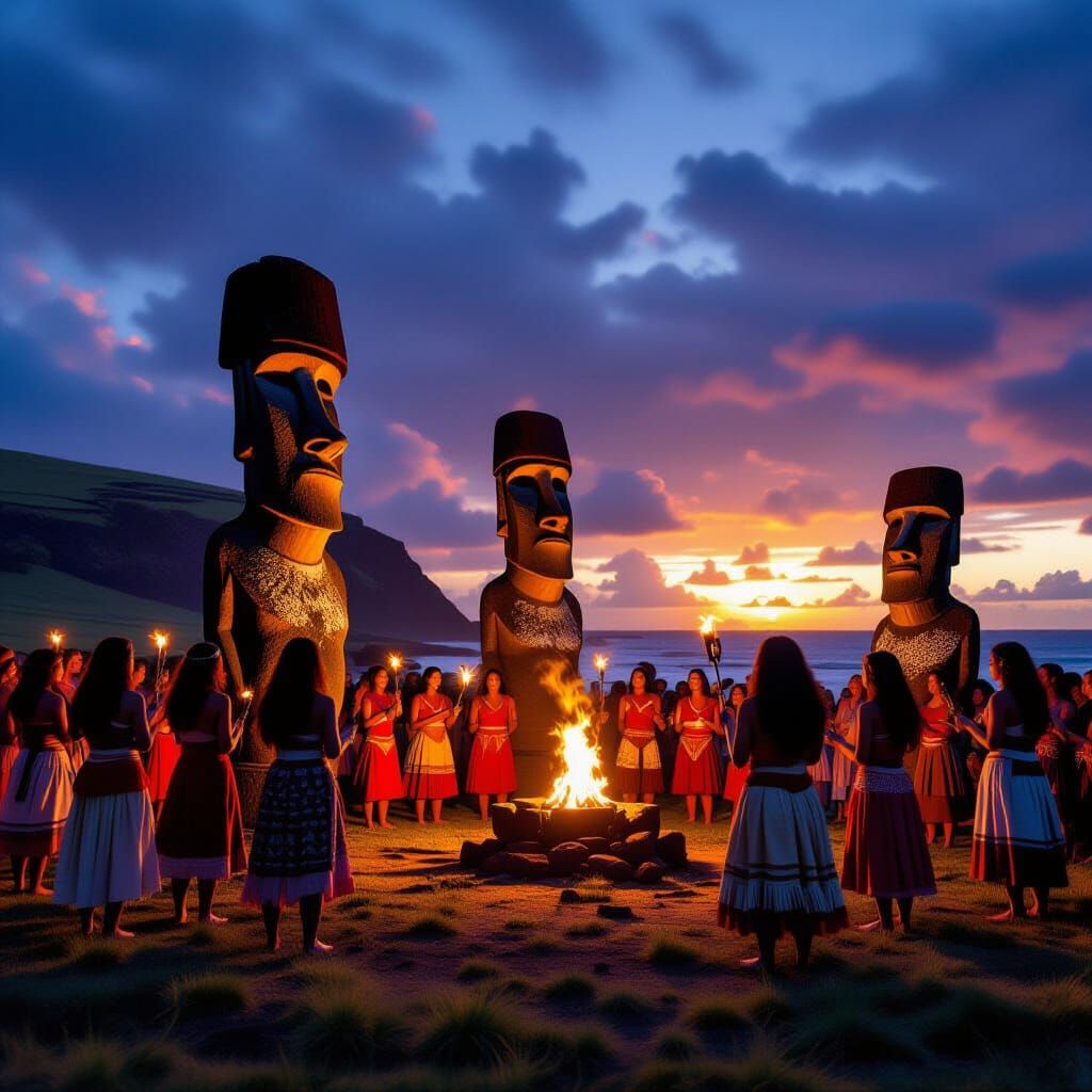 Rapa Nui Tribes Celebrate Moai on Easter Island