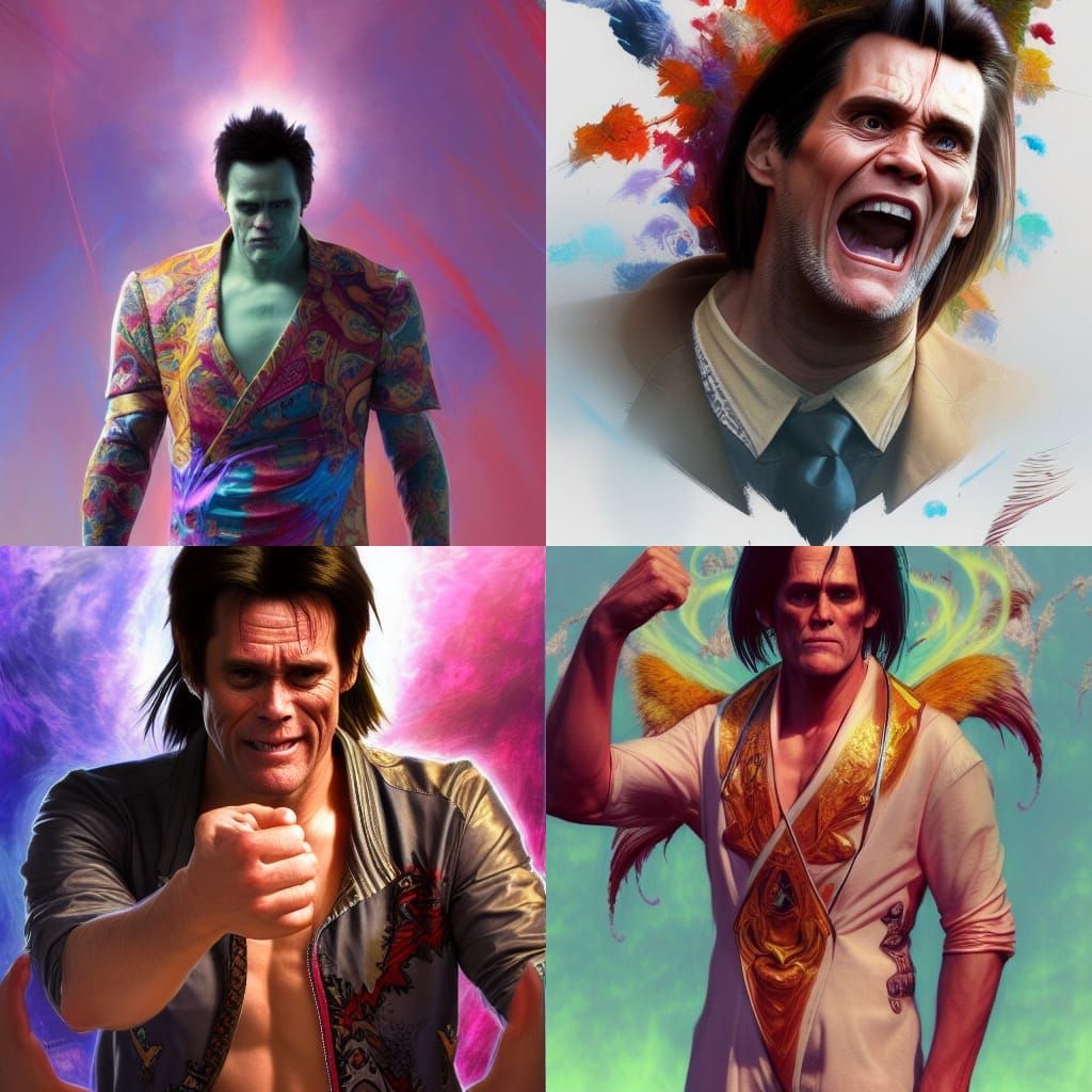 Jim Carrey as Tekken Character, Art Nouveau Portrait
