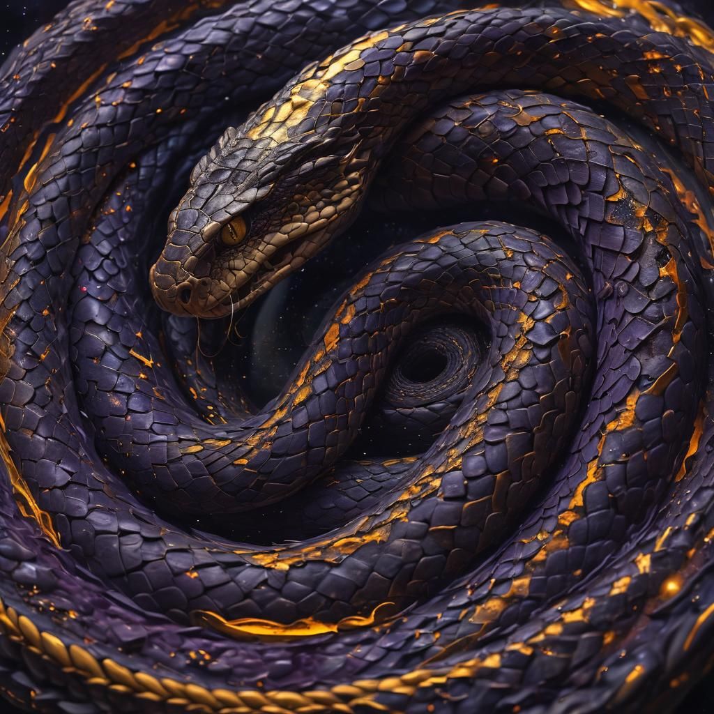 Cosmic Serpent Devouring Galaxies: Dark Fantasy Art