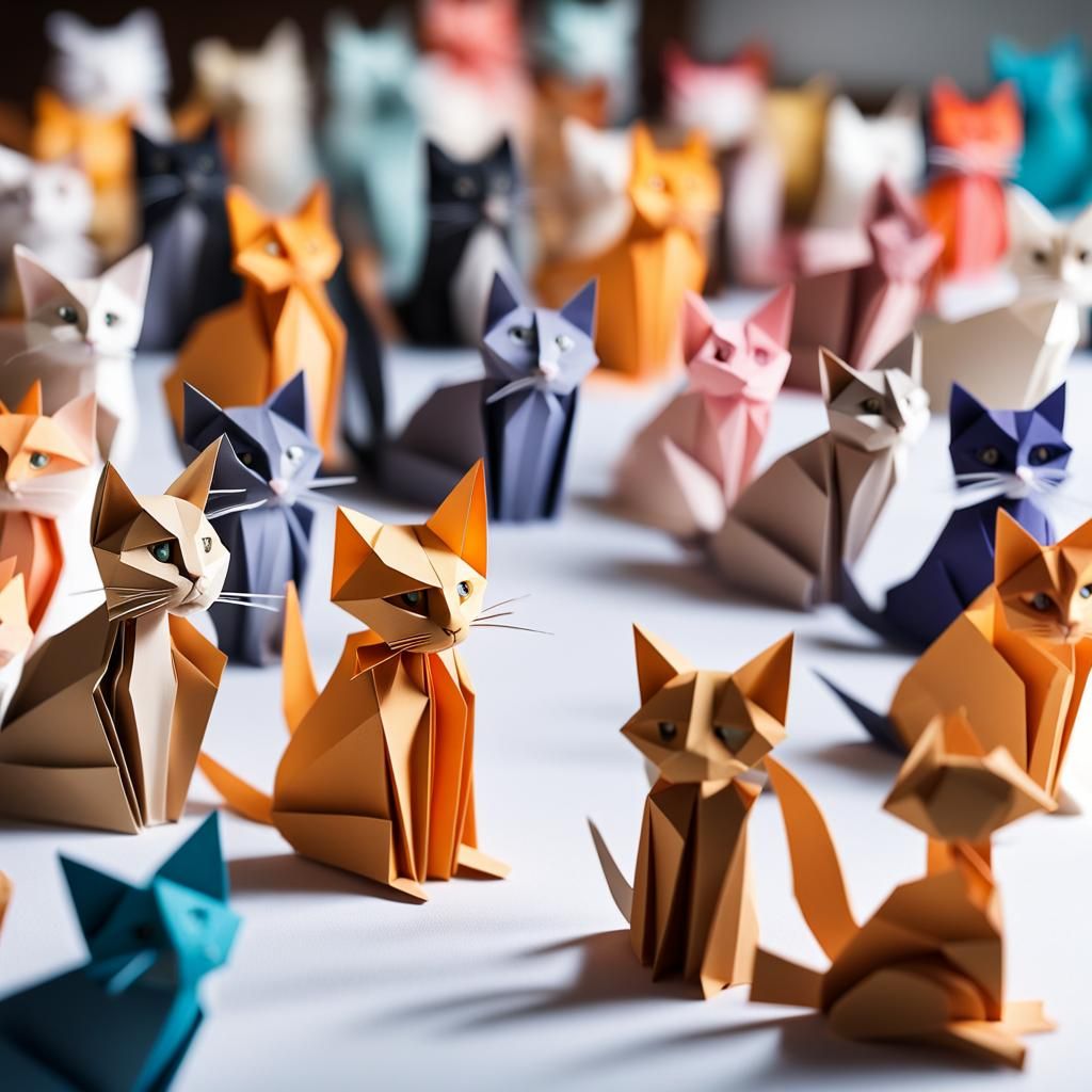 Grand Cat Council Meeting in Origami Style