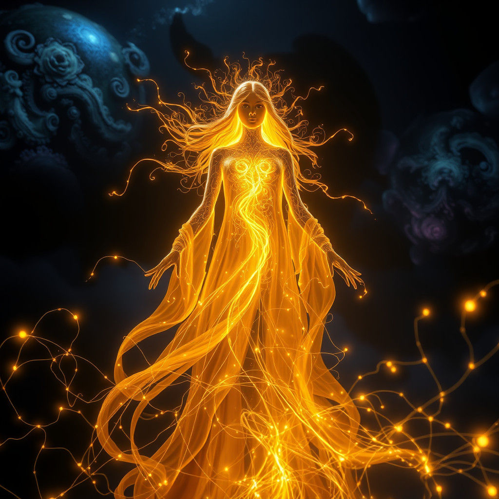 Ethereal Being in Mystical Night Sky