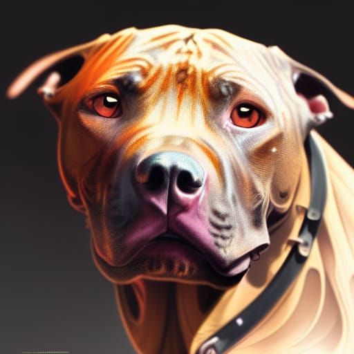 A tawny pitbull with amber eyes