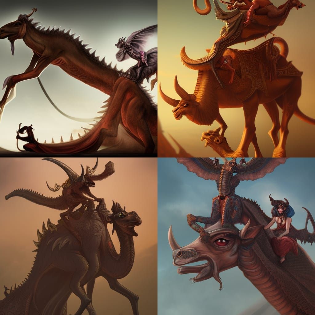 Paimon Rides Gremory: Detailed Matte Painting