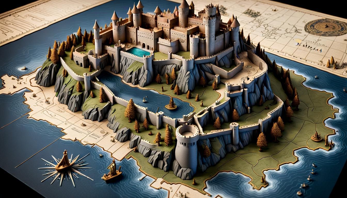 Cair Paravel: Narnia's Majestic Castle of  Enchantment on a 3D Map