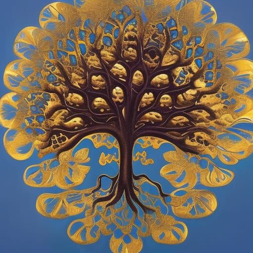 Fractal Surrealist Tree of Knowledge in Oil