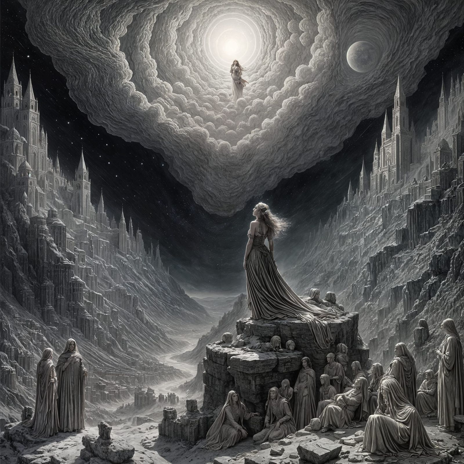 The Young Queen of Marble Valley Amidst a Celestial Horror