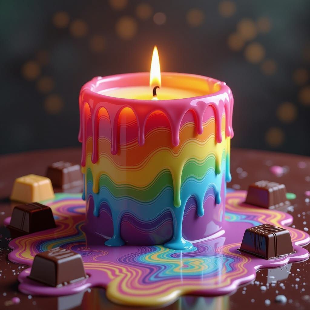 Melting Rainbow Candle and Chocolate Dreamscape