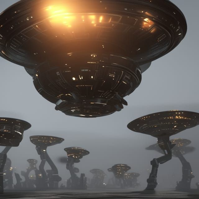 Fantasy UFO Disc with Intricate Sci-Fi Details