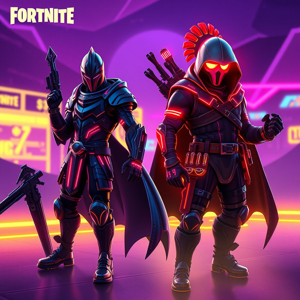 Cyberpunk Fortnite Skin Mashup in Neon Retroscape