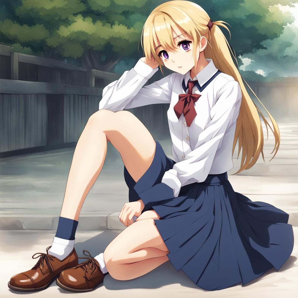 Anime Schoolgirl in Manga Style Outfit