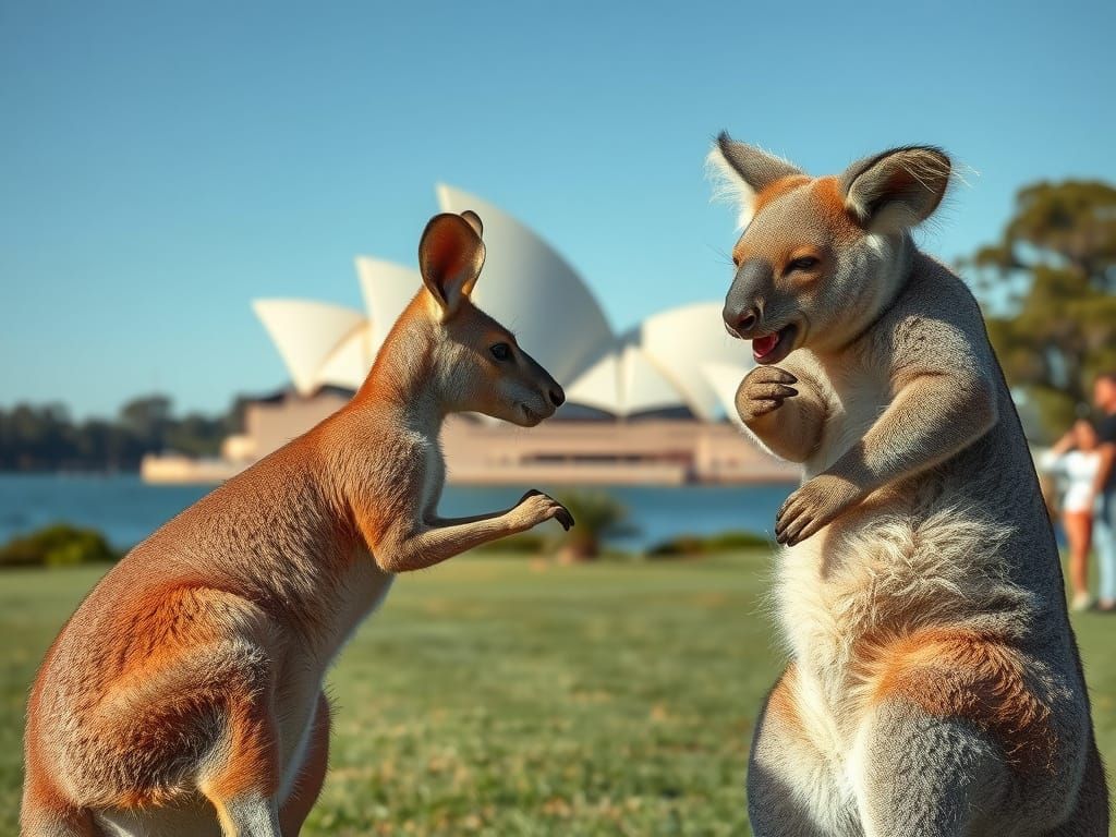 Kangaroo Versus Koala at Sydney Opera House