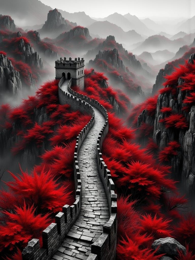 Birds-Eye View of The Great Wall of China