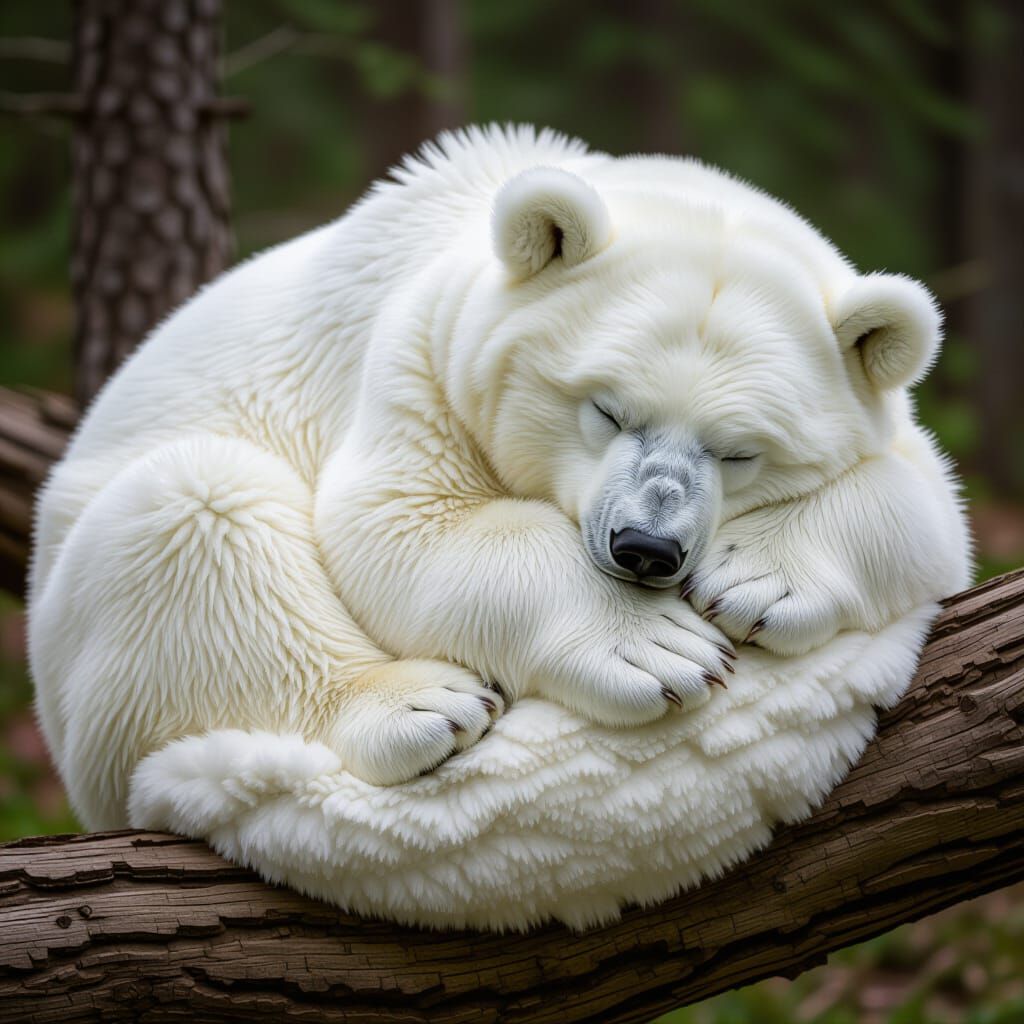 Fluffy White Cloud Bear Asleep