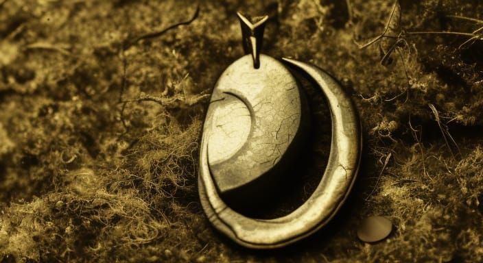 Obsidian Crescent Moon Amulet Still Life