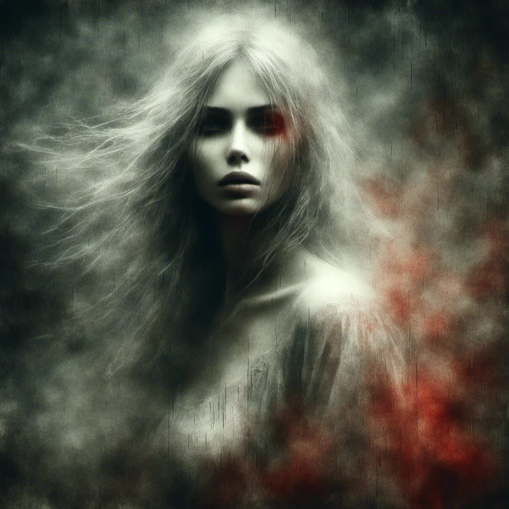 Ghostly Spirit Walking Through Hellfire Portrait