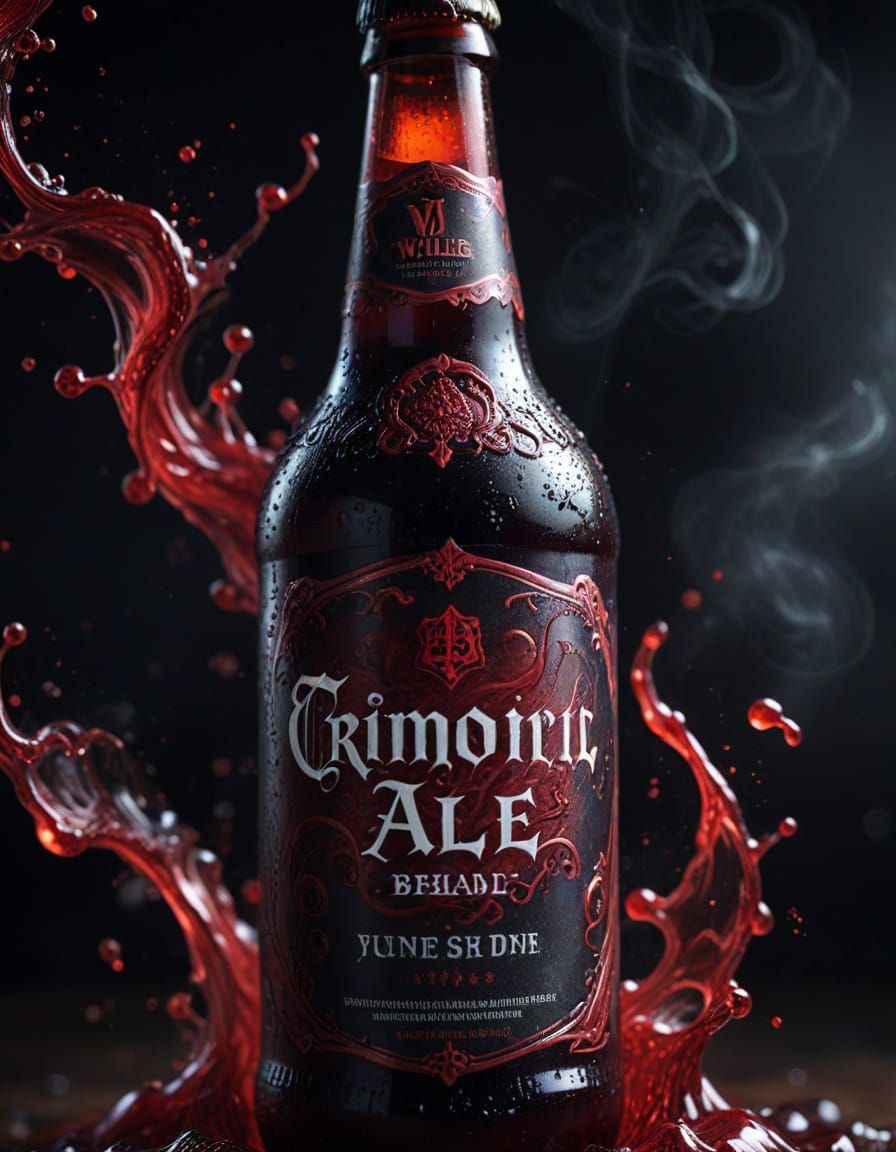 Vile Crimson Ale: a Dark Fantasy Close-Up Illustration