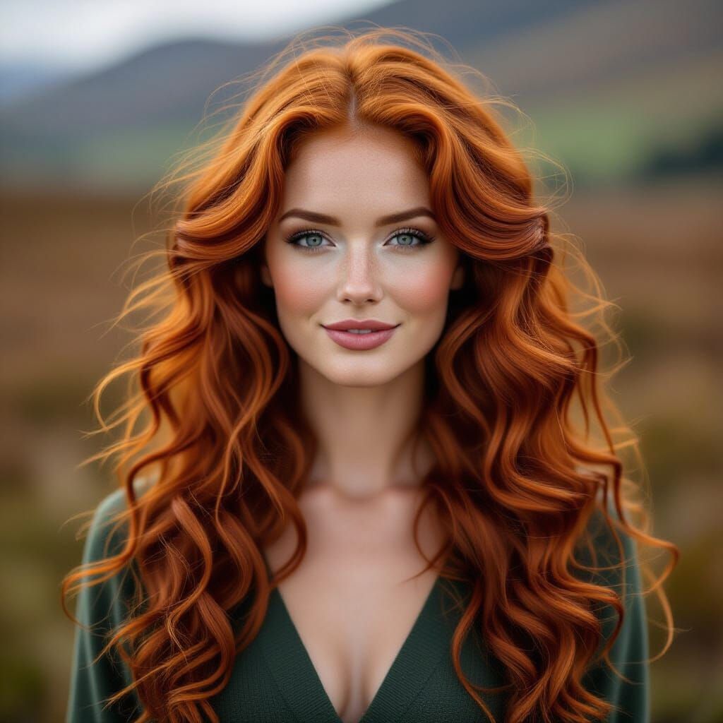 Beautiful Scottish Woman with Red Curly Hair