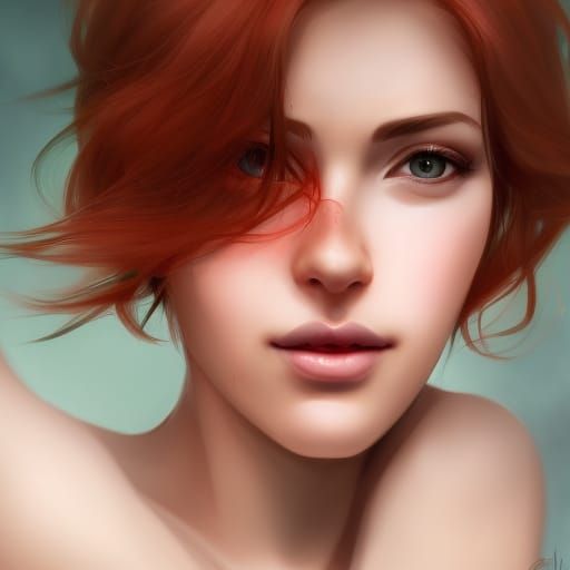 Red-Haired Girl Portrait in Hyperdetailed Digital Art