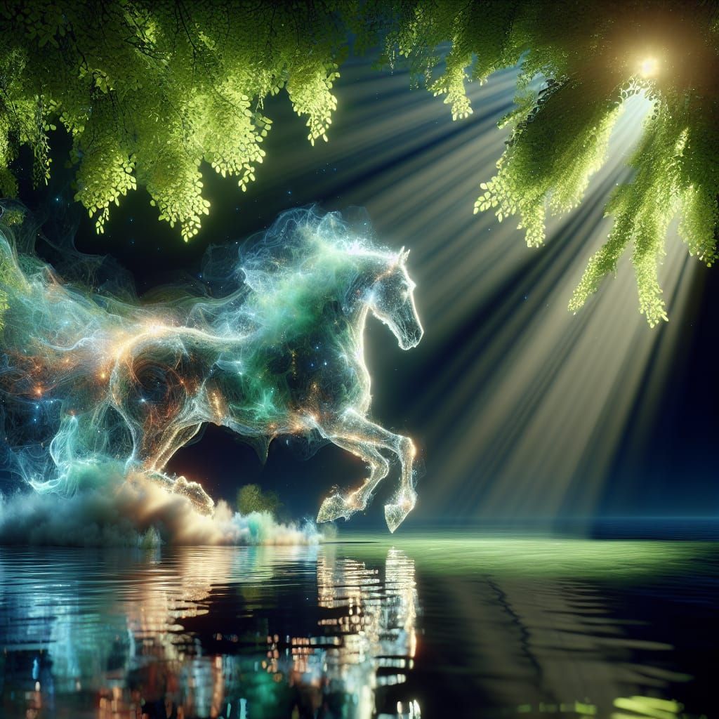 Spectral Gem-Toned Horse Emerges from Mist