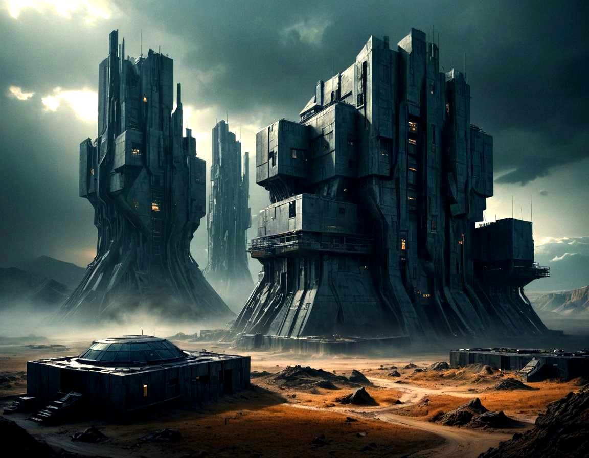 Futuristic Organic Buildings in Somber, Photographic Style