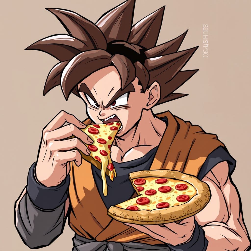 Goku Eating Pizza