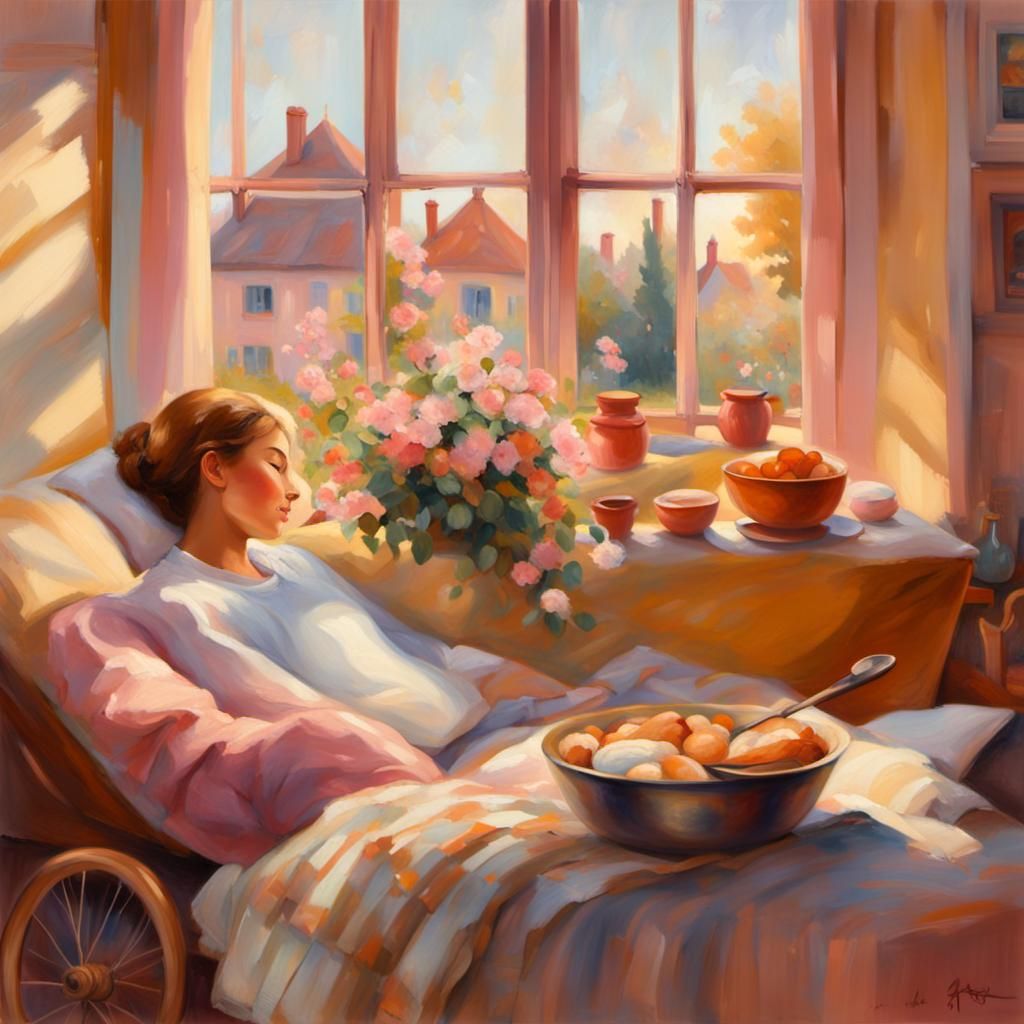 Impressionist Painting of Peaceful Dream with Family