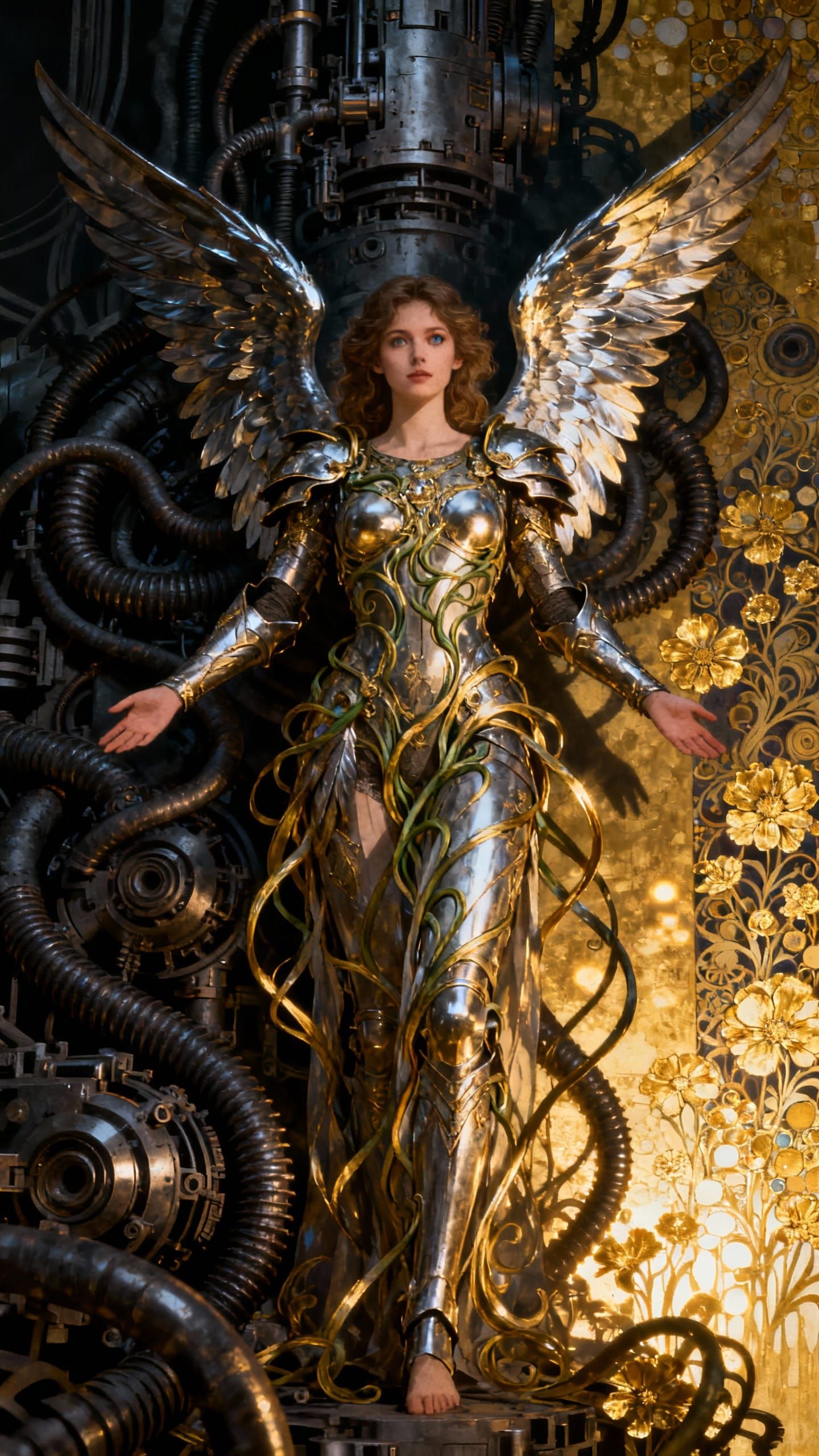 Angel in Biomechanical Art Nouveau Style