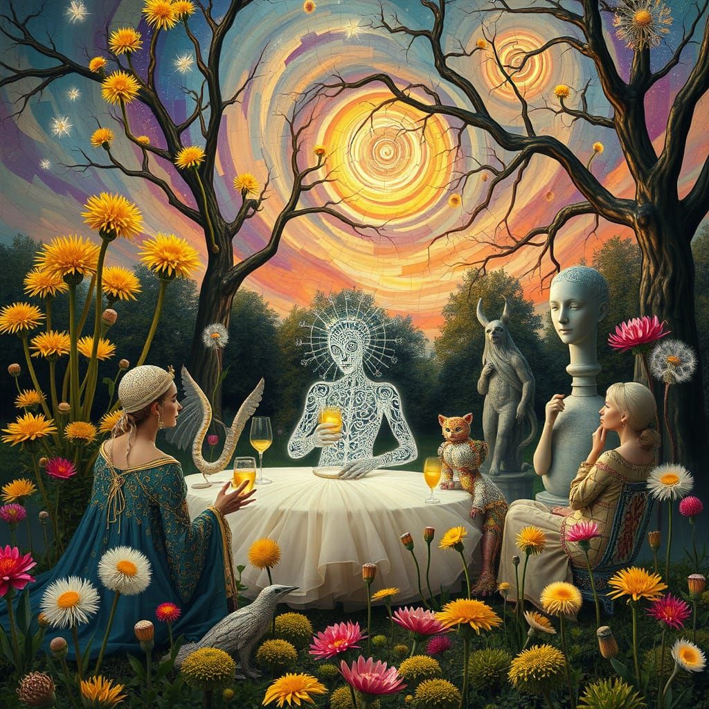 Surreal Garden Party in a Fantasy Dreamscape