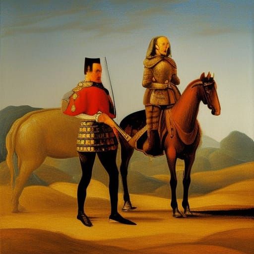 Don Quixote and Dulcinea Portrait in Romantic Style