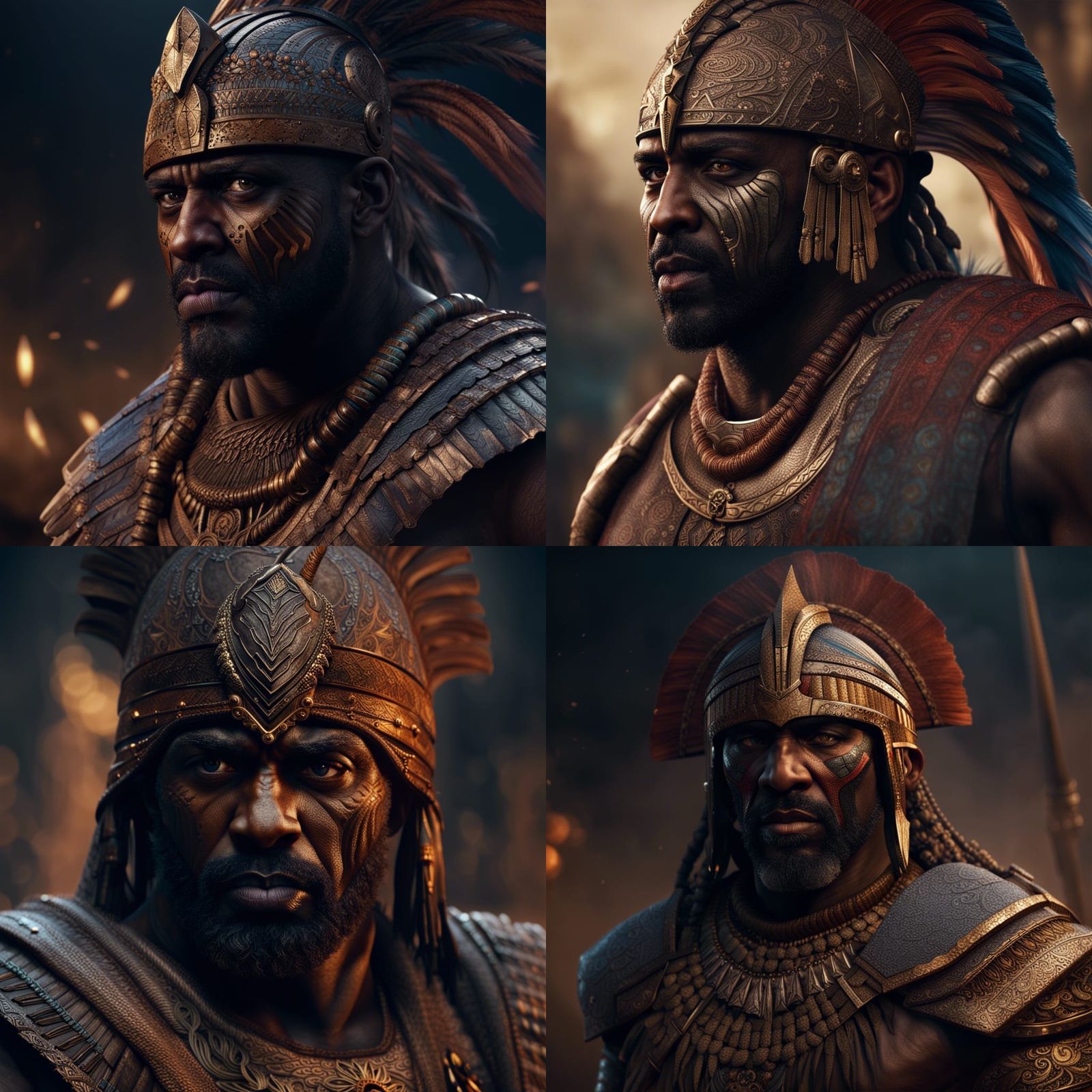 Sumerian Warrior with Idris Elba Face: Detailed Matte Painti...