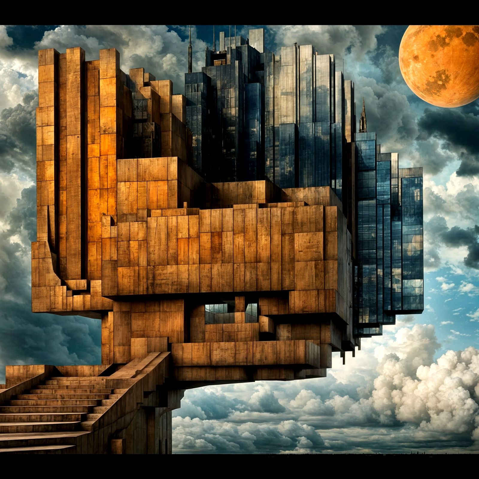 Dystopian Cityscape of Fractal Architecture