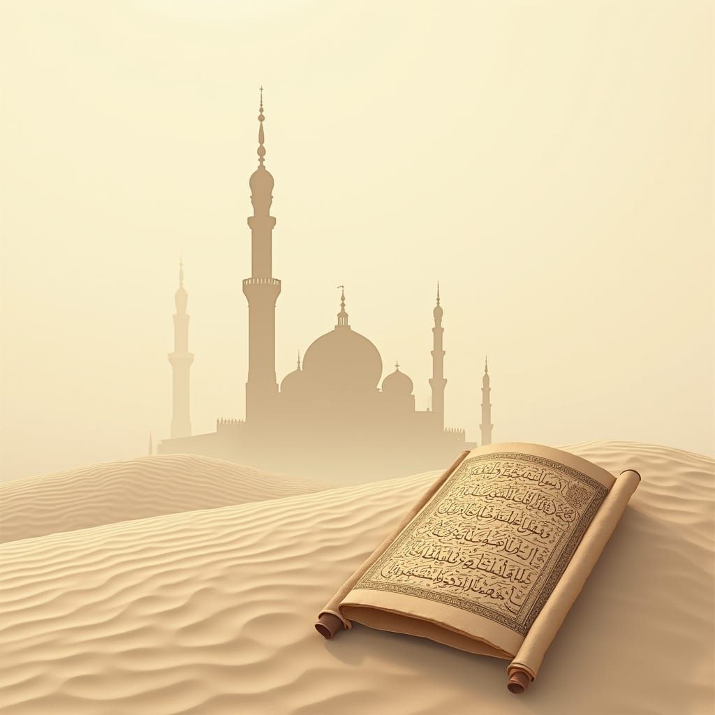 Serenely Adorned Masjid in the Desert Sunset