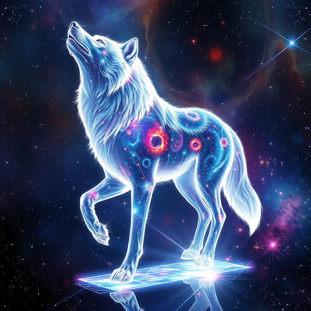 Cosmic Energy Wolf Hologram in 3D