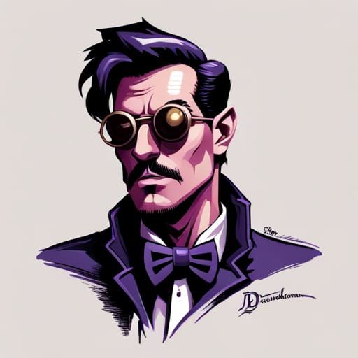 Steampunk Waluigi Bard Portrait in Digital Art Style