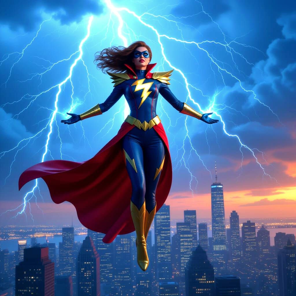 Female Supervillain Summons Thunderstorm Over Cityscape