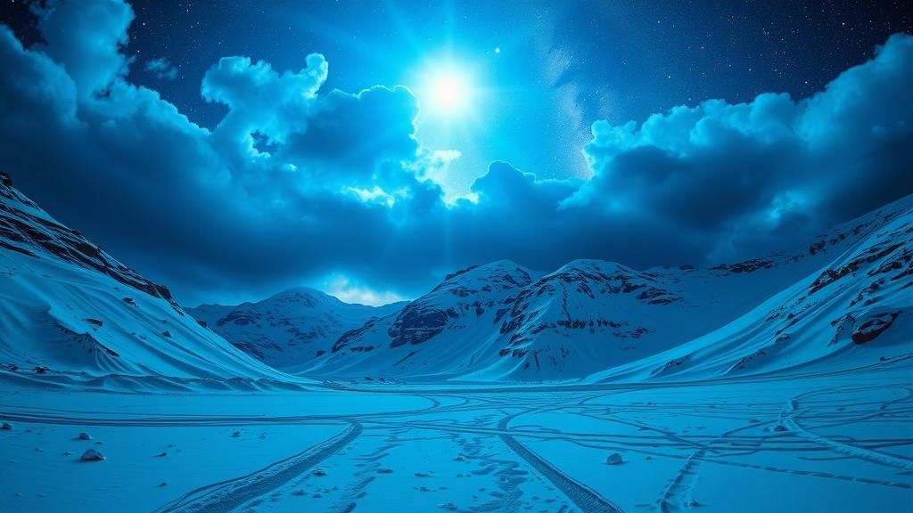 Electric Blue Lightning Storm Over Glacial Valley