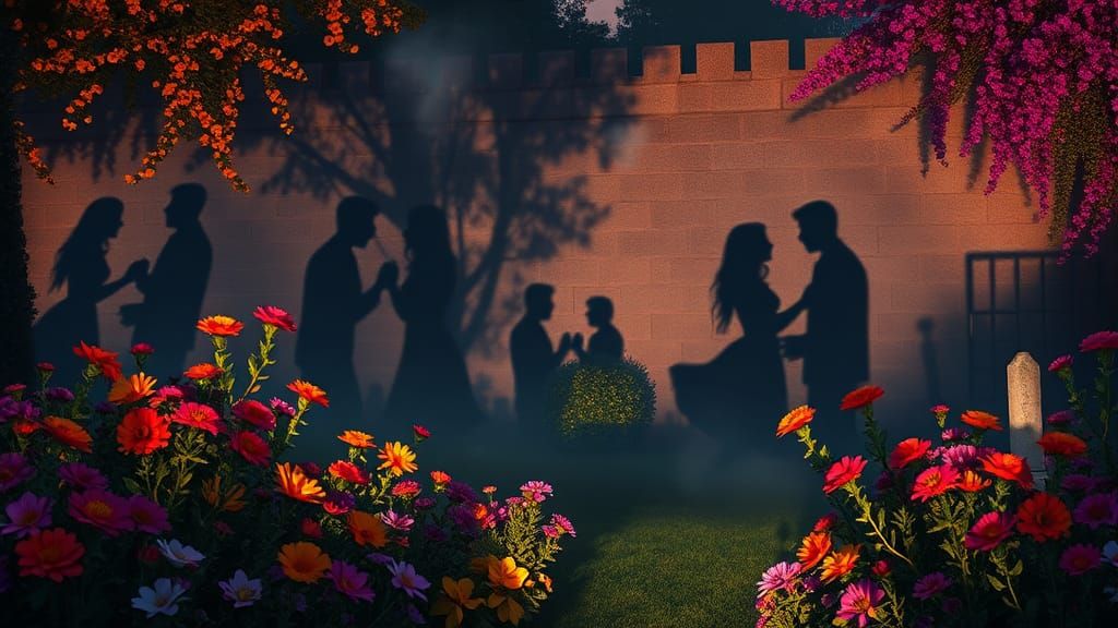 Ethereal Garden of Dancing Souls in Twilight