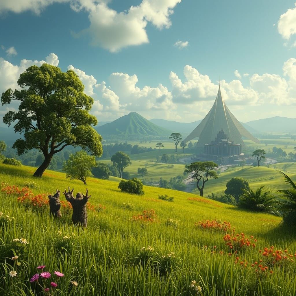 Exotic Landscape of Lush Grasslands and Jungles, Inspired by...