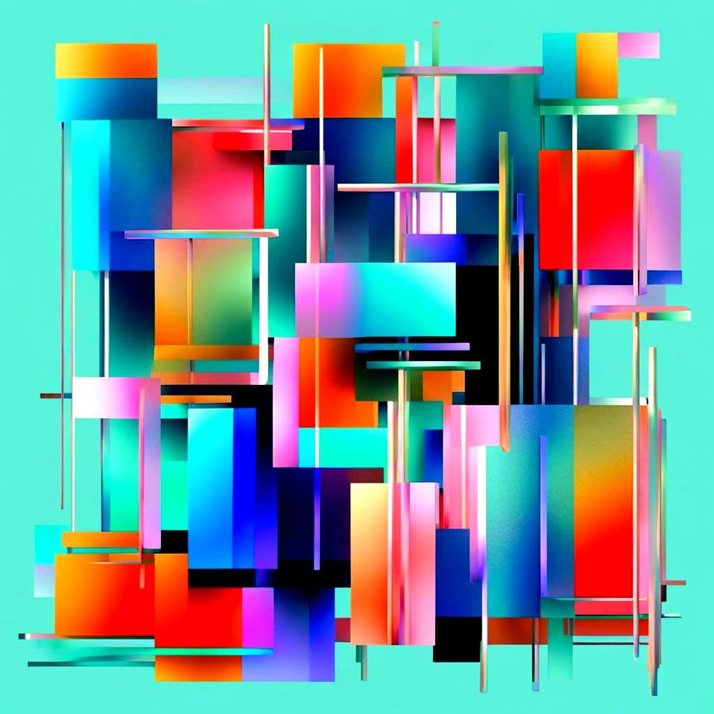 Vibrant Geometric Artwork with Tubular Bells