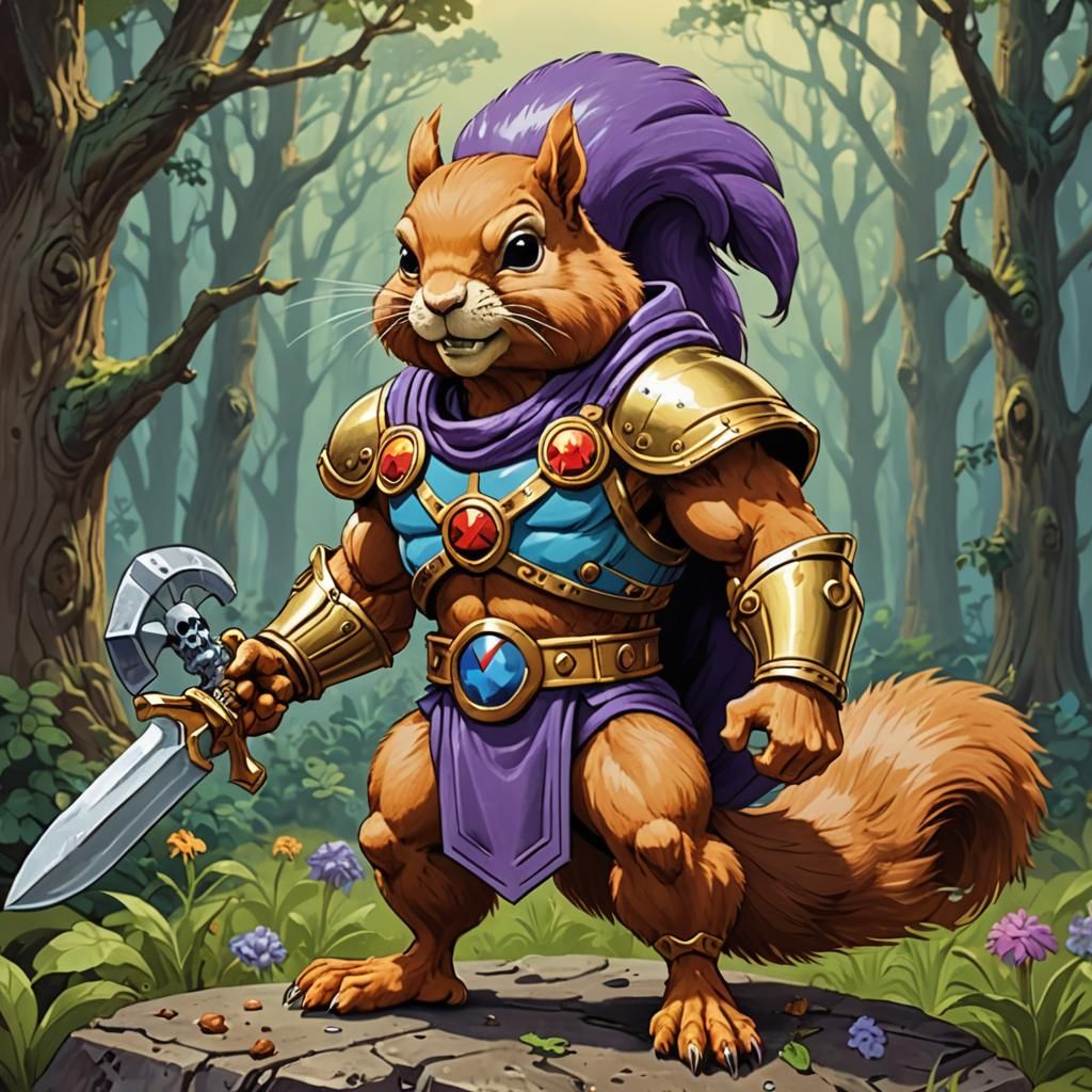 Squirrel He-Man and Chicken Skeletor