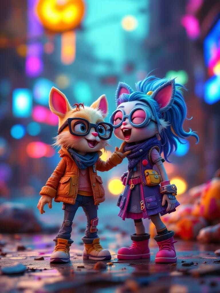 Cutepunk Ryot Grrrl Action Figure with Glitcheroo Sidekick