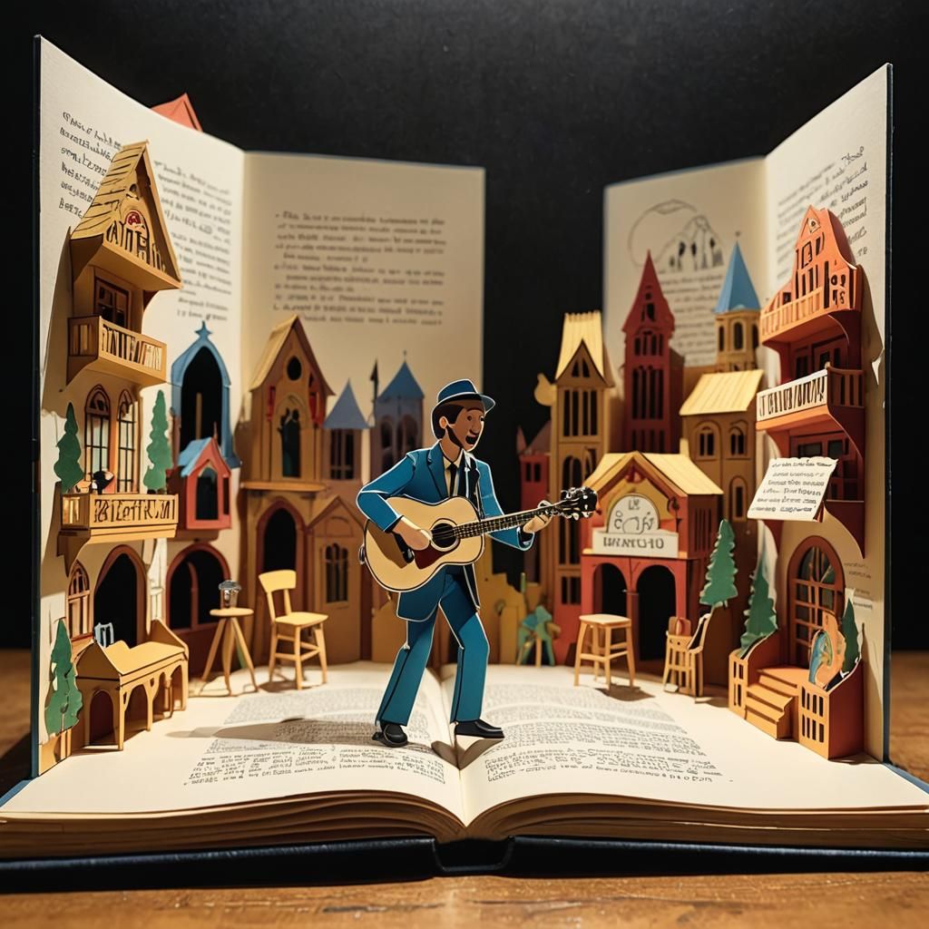 Pop-Up Book Musician Singing on Stage