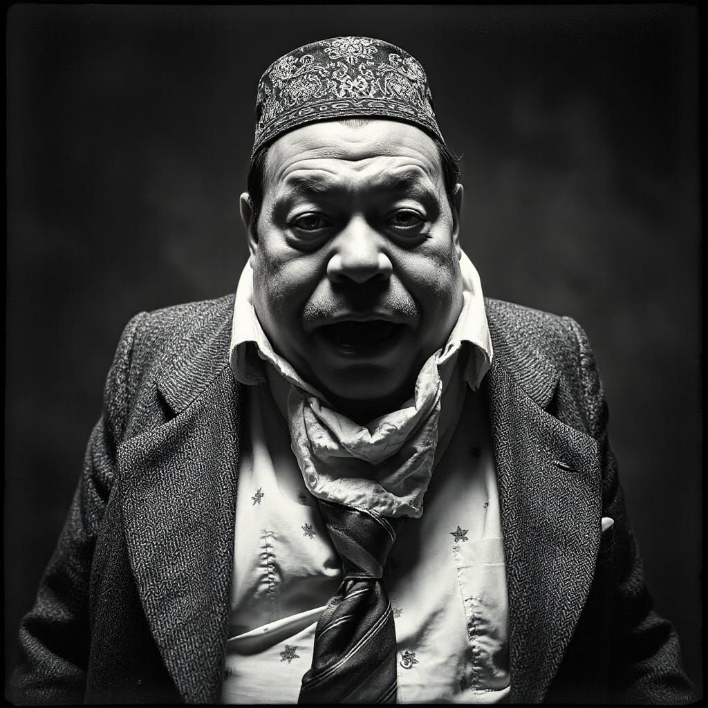 Obese Gangster in Macro Photogravure Style